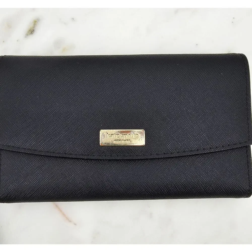 Kate Spade Laurel Way iPhone Wristlet Wallet Black Saffiano‎ Leather